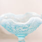Vintage Fenton Blue Opalescent Water Lily Compote