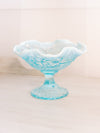 Vintage Fenton Blue Opalescent Water Lily Compote