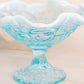 Vintage Fenton Blue Opalescent Water Lily Compote
