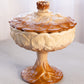 Vintage Fenton Chocolate Slag Glass Water Lily Lidded Dish