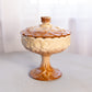 Vintage Fenton Chocolate Slag Glass Water Lily Lidded Dish