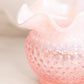 Vintage Fenton Circular Pink Iridescent Opalescent Glass Hobnail Vase