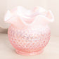 Vintage Fenton Circular Pink Iridescent Opalescent Glass Hobnail Vase