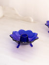 Vintage Fenton Cobalt Blue Glass Lotus Flower Candleholder