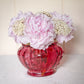 Vintage Fenton Cranberry Potpourri Jar with Ornate Brass Lid