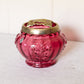 Vintage Fenton Cranberry Potpourri Jar with Ornate Brass Lid