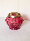 Vintage Fenton Cranberry Potpourri Jar with Ornate Brass Lid