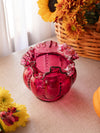 Vintage Fenton Cranberry Glass Ruffled Vase