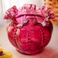 Vintage Fenton Cranberry Glass Ruffled Vase