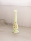 Vintage Fenton Custard Light Green Satin Uranium Glass Floral Bud Vase