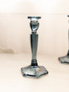 Vintage Fenton Dark Blue Gray Tall Candlestick