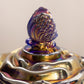 Vintage Fenton Dark Blue Iridescent Glass Flower Butterfly Lidded Dish