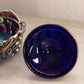 Vintage Fenton Dark Blue Iridescent Glass Flower Butterfly Lidded Dish