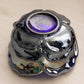 Vintage Fenton Dark Blue Iridescent Glass Flower Butterfly Lidded Dish