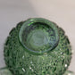 Vintage Fenton Dark Green Cut and Block Ruffled Glass Vase