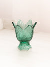 Vintage Fenton Dark Green Glass 2-Way Floral Candleholder