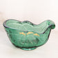 Vintage Fenton Dark Green Glass Sleigh Dish with Gold Accents