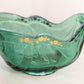 Vintage Fenton Dark Green Glass Sleigh Dish with Gold Accents