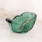 Vintage Fenton Dark Green Glass Sleigh Dish with Gold Accents