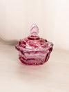Vintage Fenton Dark Pink Glass Flower Butterfly Lidded Dish