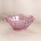 Vintage Fenton Dark Pink Oval Iridescent Daisy & Button Bowl