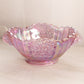 Vintage Fenton Dark Pink Oval Iridescent Daisy & Button Bowl