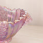 Vintage Fenton Dark Pink Oval Iridescent Daisy & Button Bowl
