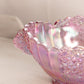 Vintage Fenton Dark Pink Oval Iridescent Daisy & Button Bowl