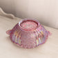 Vintage Fenton Dark Pink Oval Iridescent Daisy & Button Bowl