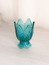 Vintage Fenton Dark Teal Glass 2-Way Floral Candleholder