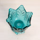 Vintage Fenton Dark Teal Glass 2-Way Floral Candleholder