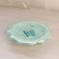 Vintage Fenton Glass Green Iridescent Butterfly Dish with 3 Toes
