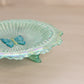 Vintage Fenton Glass Green Iridescent Butterfly Dish with 3 Toes