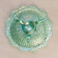 Vintage Fenton Glass Green Iridescent Butterfly Dish with 3 Toes