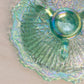 Vintage Fenton Glass Green Iridescent Butterfly Dish with 3 Toes
