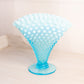 Vintage Fenton Glass Large Blue Hobnail Opalescent Fan Vase