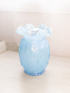 Vintage Fenton Glass Large Blue Iridescent Daffodil Flower Vase