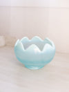 Vintage Fenton Glass Medium Blue Iridescent Opalescent Lotus Bowl