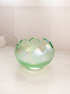 Vintage Fenton Glass Medium Light Green Iridescent Lotus Bowl