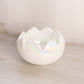 Vintage Fenton Glass Medium White Milk Glass Iridescent Lotus Bowl