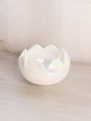 Vintage Fenton Glass Medium White Milk Glass Iridescent Lotus Bowl