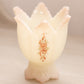 Vintage Fenton Glass Off White Pink Floral 2-Way Candleholder