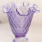 Vintage Fenton Glass Wisteria Purple Diamond Pattern Threaded Vase