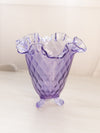 Vintage Fenton Glass Wisteria Purple Diamond Pattern Threaded Vase