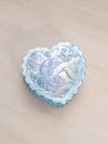 Vintage Fenton Glass Blue Iridescent Bird Lidded Dish