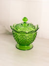 Vintage Fenton Green Glass Hobnail Lidded Dish