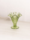Vintage Fenton Green Glass Hobnail Mini Cone Shaped Vase