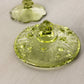 Vintage Fenton Green Glass Rose Floral Lidded Compote