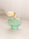 Vintage Fenton Green Iridescent Glass Floral Atomizer Perfume Bottle