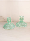 Vintage Fenton Green Iridescent Opalescent Glass Candleholder